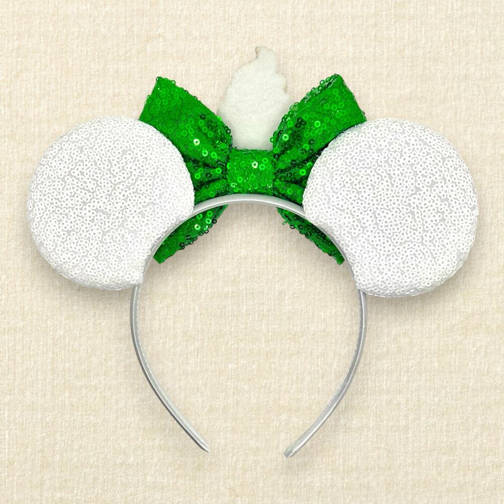 White Sequin Dole Whip Minnie Ears | Disney-Inspired Mouse Ears - Picture 4 of 4